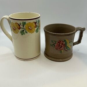 Ceramic Floral Decorative Mug - Yellow and Brown